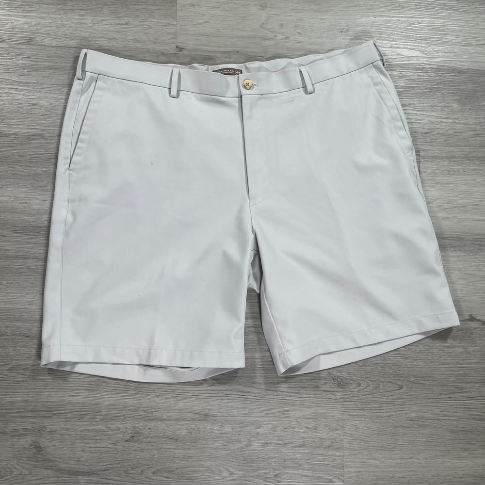 Peter Millar Shorts Mens 40 Gray Crown Sport Flat Front Chino Classic Golf
